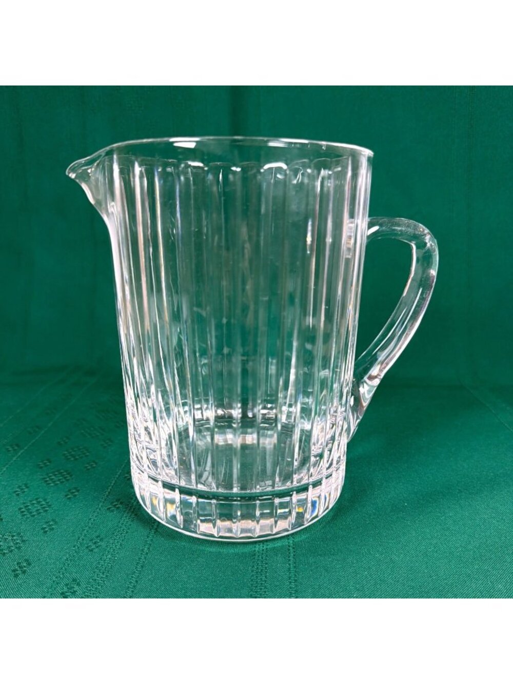 VTG Heavy Lead Crystal Pitcher 40oz Fluted Ribbed Like Baccarat Harmonie Style